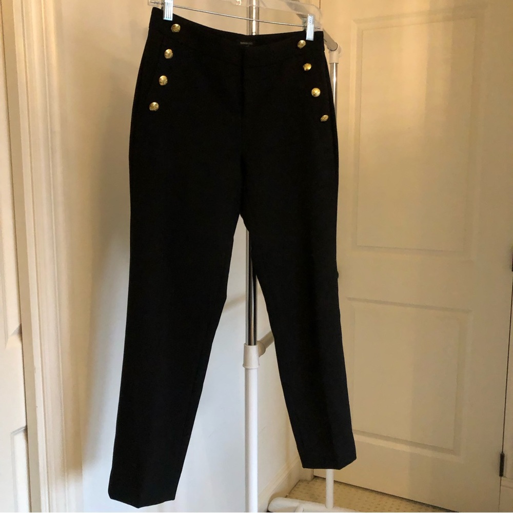 Black high waist dress pant with gold buttons